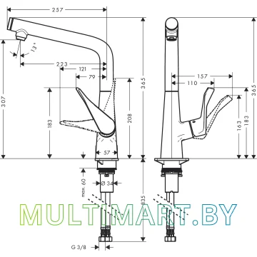 Смеситель Hansgrohe M712-H320 73810000 картинка 3